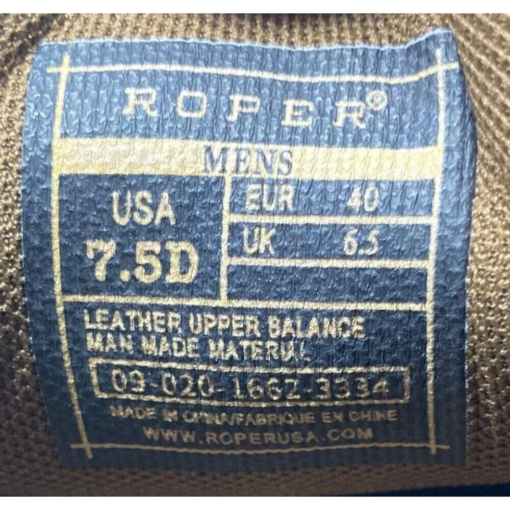 Roper Chukka Boots Men's Size 7.5 D Brown Clearcut Low Leather